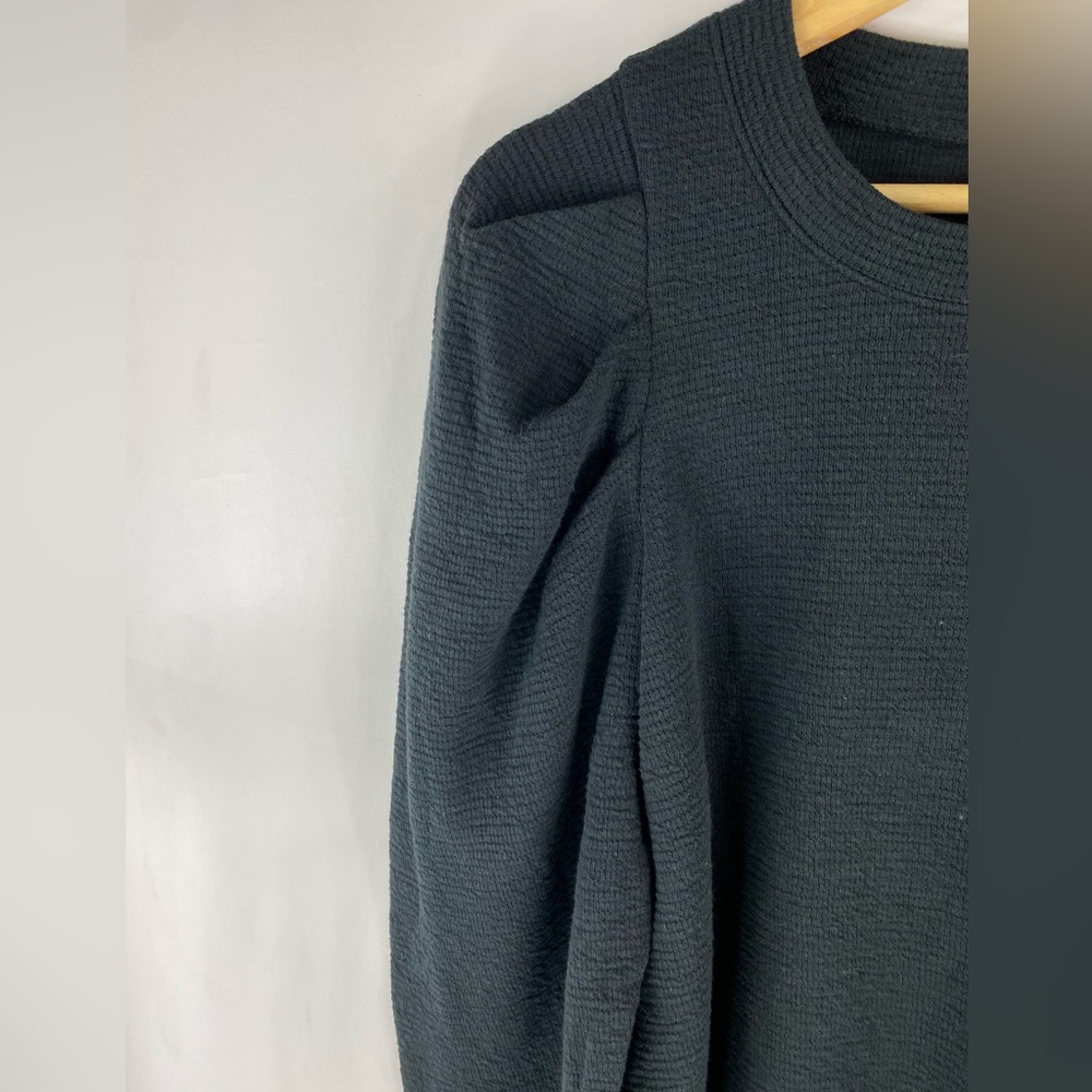 New Madewell Black Pleated Statement Sleeve Top - Picture 4 of 4